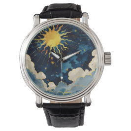 Reloj De Pulsera Estrellas solares celestes modernas y nubes azules