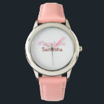 Reloj De Pulsera Etiqueta en bosnia rosa claro añada nombre chica j<br><div class="desc">diseño de circunferencia</div>