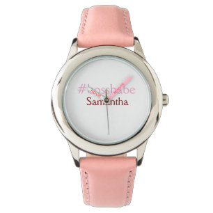 Reloj De Pulsera Etiqueta en bosnia rosa claro añada nombre chica j