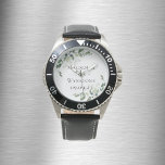 Reloj De Pulsera Eucalyptus Monograma Día de la Boda en Groom<br><div class="desc">De nuestra colección de bodas de eucalipto más vendida</div>