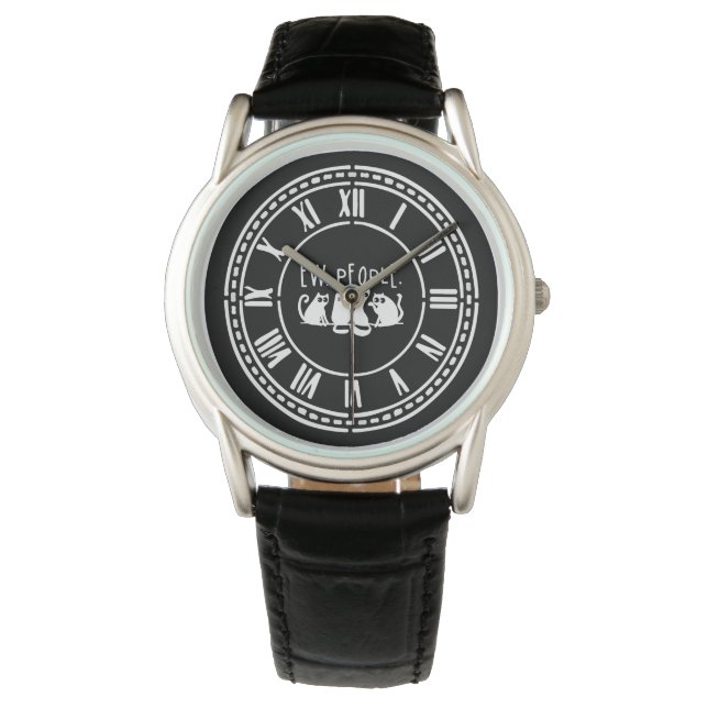 Reloj De Pulsera Ew People Funny Meowy Gatos Negros (Anverso)
