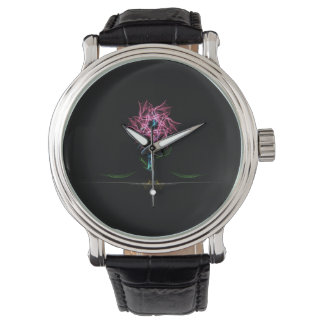 Reloj De Pulsera eWatch con diseño de flores rosadas y moradas