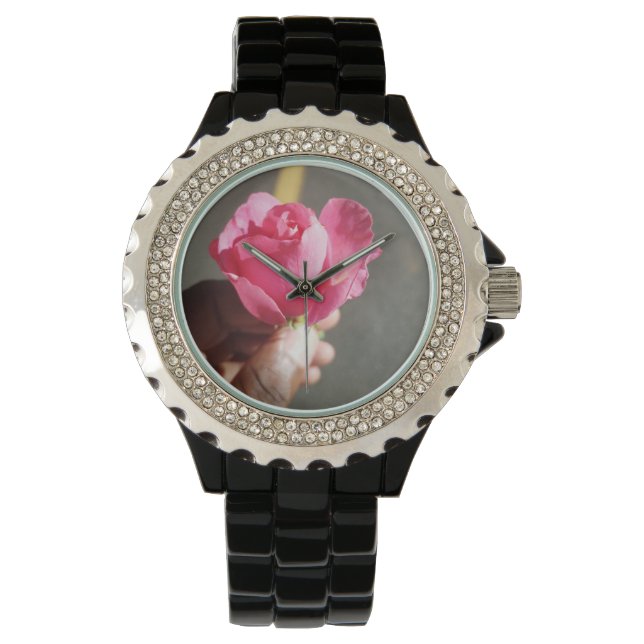 Reloj De Pulsera eWatch de flor Rosa (Anverso)