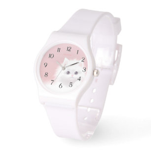 Reloj De Pulsera eWatch - Gatito dulce blanco fluffy sobre rosa