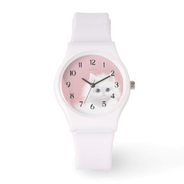 Reloj De Pulsera eWatch - Gatito dulce blanco fluffy sobre rosa