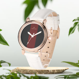 Reloj De Pulsera eWatch personalizado con iniciales en negro y marr