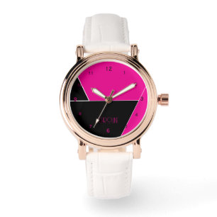 Reloj De Pulsera eWatch personalizado de patrón negro y rosa