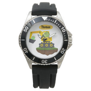 Reloj De Pulsera Excavadora de vehículos de construcción de dinosau