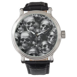 Reloj De Pulsera EXISTENCIAL LITE Silver Skulls Watch
