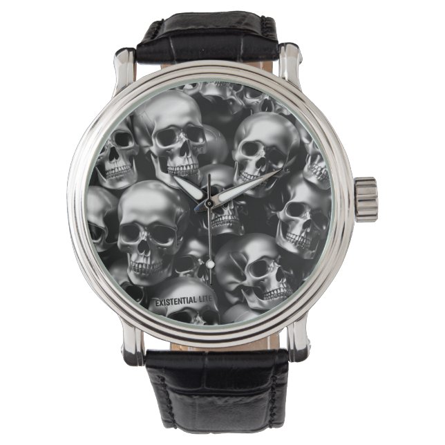 Reloj De Pulsera EXISTENCIAL LITE Silver Skulls Watch (Anverso)