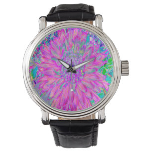 Reloj De Pulsera Explosión de Cactus Dahlia en Guay rosa, azul y pú