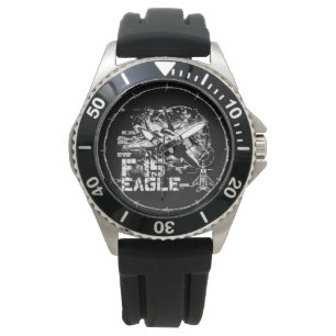 Reloj De Pulsera F-15 Protector de la corona de águila de goma negr