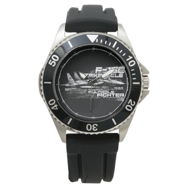 Reloj De Pulsera F-15E Strike Eagle Crown Protector de caucho negro (Anverso)