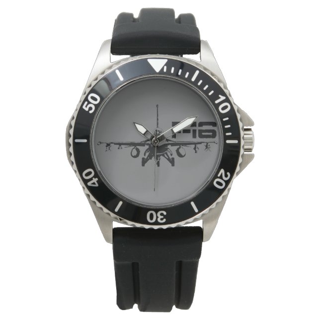 Reloj De Pulsera F-16 Combatiendo el capullo negro del protector de (Anverso)