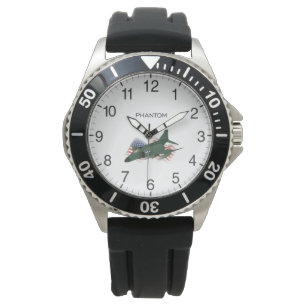 Reloj De Pulsera F-4 Interceptor Fantasma Jet con bandera estadouni