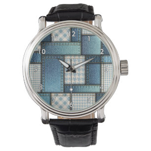Reloj De Pulsera Fabric de Denim Azul Simulado Guay