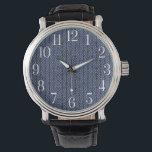 Reloj De Pulsera Fácil De Leer Grandes Números Moderno Azul Urbano<br><div class="desc">Los grandes números hacen que este reloj sea más fácil de leer. Patrón urbano azul con números blancos. Estilo único para la persona moderna.</div>