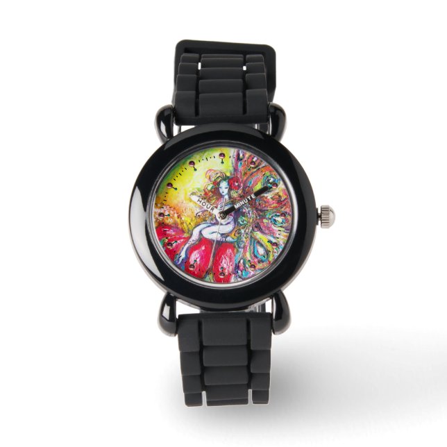 RELOJ DE PULSERA FAIRY TITANIA EN LA FLORES ROJAS FANTÁSTICA (Anverso)