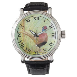 Reloj De Pulsera Faisán de collar acuarela ave de caza