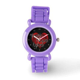 Reloj De Pulsera Faith Hope Love, Black/Red Heart