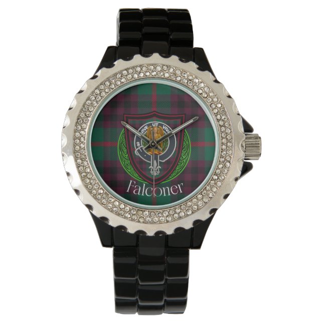 Reloj De Pulsera Falconer Scottish Clan Tartan & Crest (Anverso)