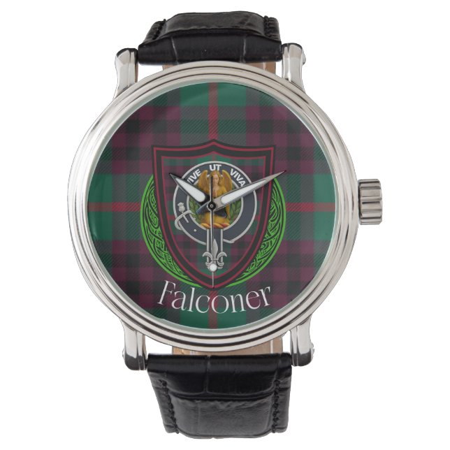 Reloj De Pulsera Falconer Scottish Clan Tartan & Crest (Anverso)