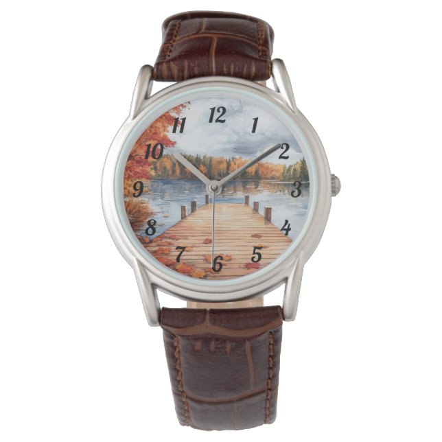 Reloj De Pulsera Fall Autumn Nature Lake Trees Landscape Men's  (Anverso)