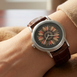 Reloj De Pulsera Fall Vibes Boho Sunflower Otoño Mujeres Elegantes