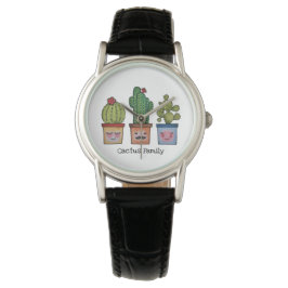 Reloj De Pulsera Familia Cute Cactus En Acuarela