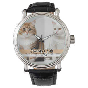 Reloj De Pulsera Familia de fotos de gatos de Personalizado cutáneo