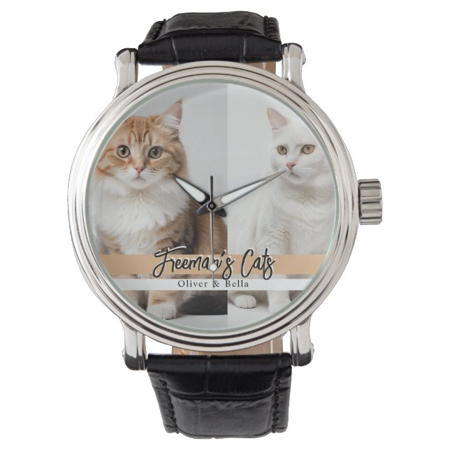Reloj De Pulsera Familia de fotos de gatos de Personalizado cutáneo (Anverso)
