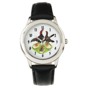 Reloj De Pulsera Familia de pollos Aseel Black Red