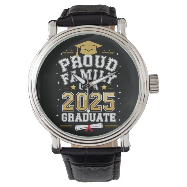 Reloj De Pulsera Familia Orgullosa De Un Graduado De 2025 En Su Gra (Anverso)