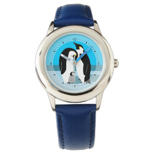Reloj De Pulsera Familia Pingüino Con Pingüino Bebé