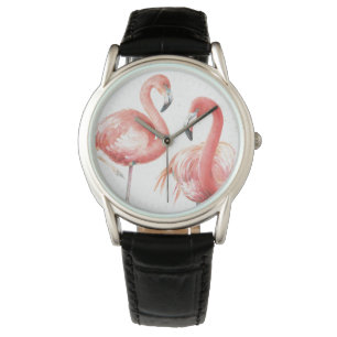 Reloj De Pulsera Familia tropical del   de flamencos