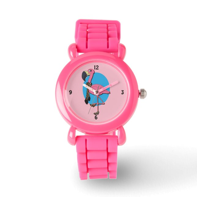 Reloj De Pulsera Fancy Flamingo Pink Purpurina Watch (Anverso)