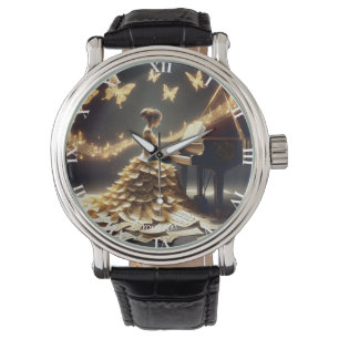 Reloj De Pulsera Fantasía Chica lindo jugando al piano
