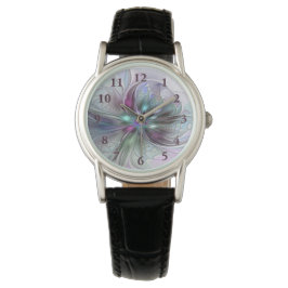 Reloj De Pulsera Fantasía colorida Resumen Flor Fractal Moderna