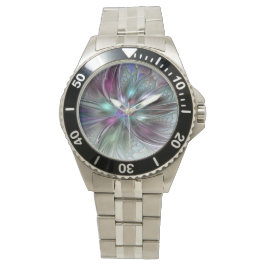 Reloj De Pulsera Fantasía colorida Resumen Flor Fractal Moderna
