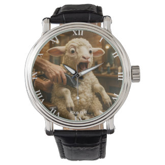 Reloj De Pulsera Fantasia Cordero Lindo Asustado Afeitado