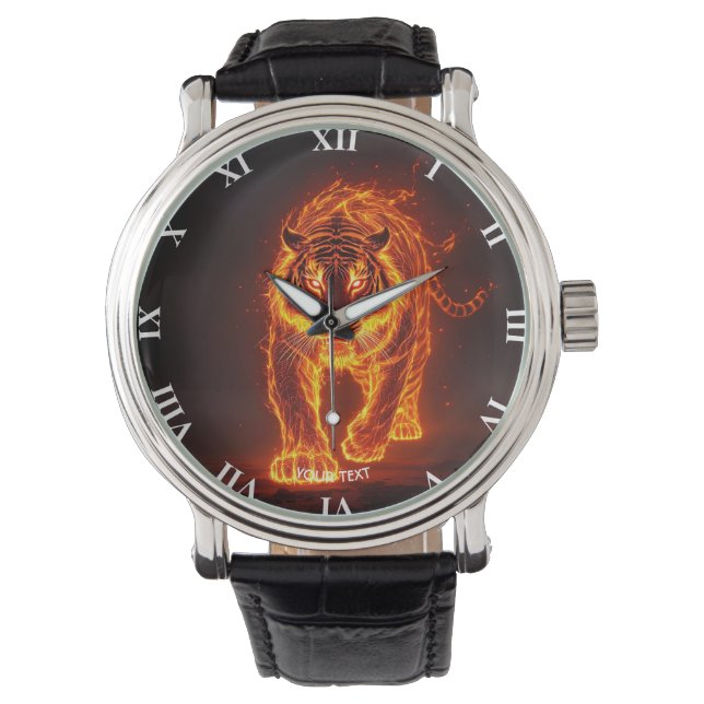 Reloj De Pulsera Fantasía Cuesta Fuego Tigre Grande (Anverso)