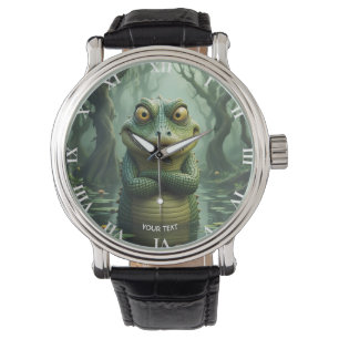 Reloj De Pulsera Fantasía cute árboles cocodrilos enojados