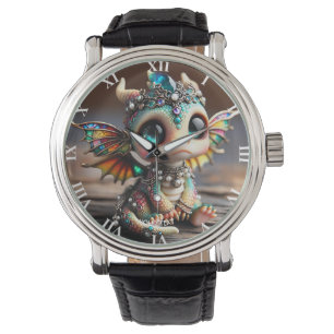 Reloj De Pulsera Fantasía Cute Baby Dragon Glass