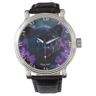 Reloj De Pulsera Fantasía Cute Baby Panther Flores