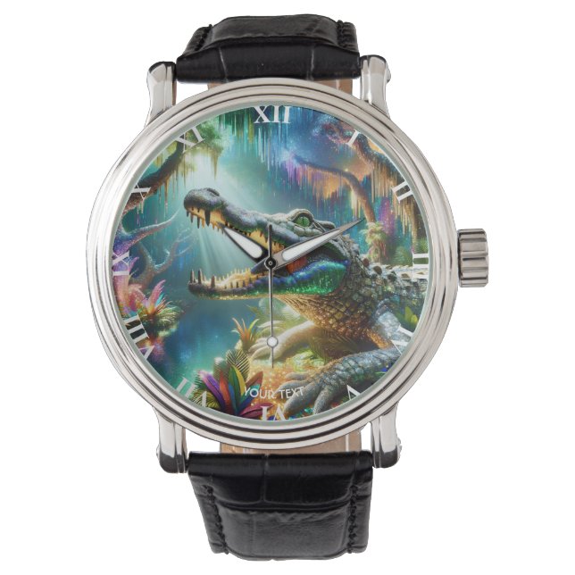 Reloj De Pulsera Fantasía Cute Encantada Jungla de Cocodrilos (Anverso)