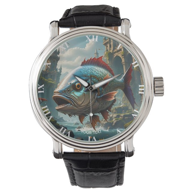 Reloj De Pulsera Fantasía Cute Fish Sea Ruedas (Anverso)
