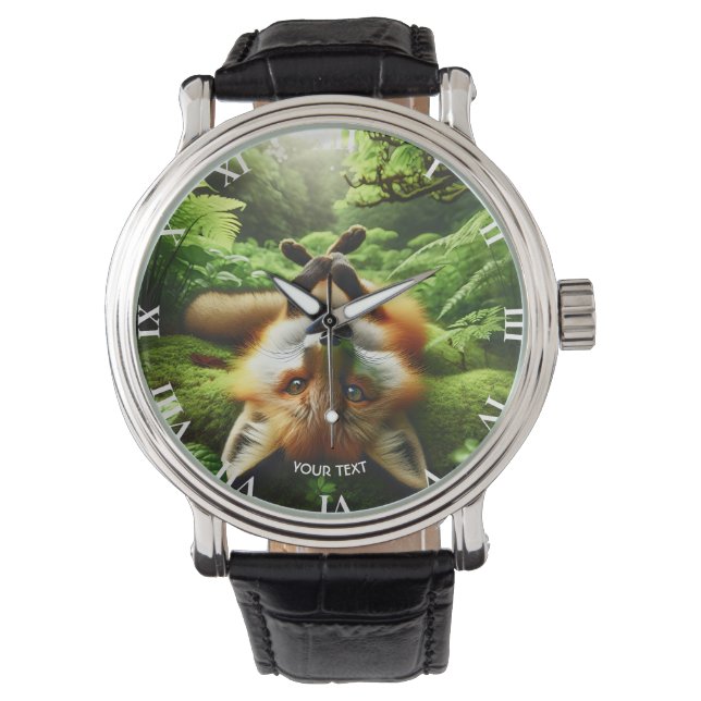 Reloj De Pulsera Fantasía Cute Jugando Bosque Fox (Anverso)