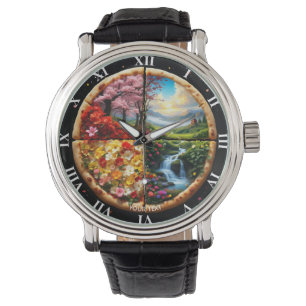 Reloj De Pulsera Fantasía Cute Primavera Delicada Pizza