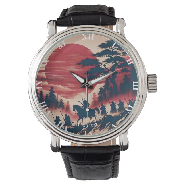 Reloj De Pulsera Fantasía Cute Samurai Sun Rising (Anverso)