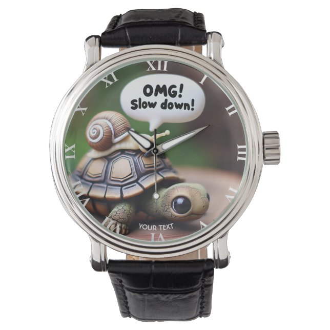 Reloj De Pulsera Fantasía Cute Turtle Snacks Speed (Anverso)